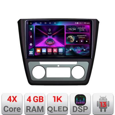 Navigatie Skoda Yeti 2009-2014 A-YETI  4+64 InCell Display 1K Android Waze USB Navigatie Internet Youtube Radio