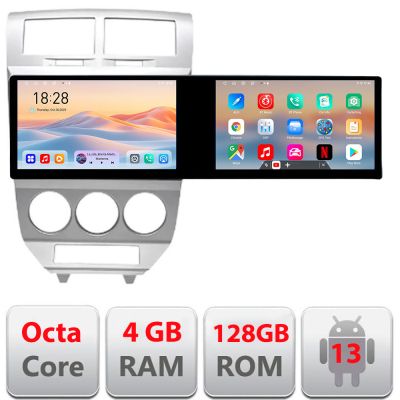 Navigatie Dodge Caliber 2006-2010 Kit-caliber-06 Edotec 2 ecrane  8 core 4+128 21.6 inch Incell android Wifi 5Ghz gps internet 32