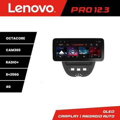 Navigatie Citroen C1 Peugeot 107 Toyota Aygo 2005-2014 Lenovo PRO 8+256 12.3 inch qled android 4G DSP gps internet  KIT-C1 v2
