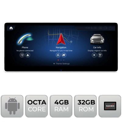 Navigatie dedicata Mercedes Clasa C W205 cu sistem NTG5.5 Android ecran 10.25" 4+32 4G BT GPS WIFI