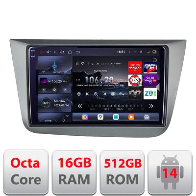 Navigatie Seat Leon 2005-2012 Edotec Kit-leon05 8 core QLED 2K 16+512GB 360 Android Waze USB Navigatie Internet Youtube Radio