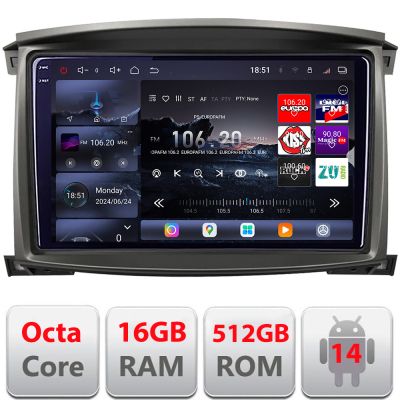 Navigatie Toyota Land Cruiser L100 2002-2006 Android radio gps internet 8 core QLED 2K 16+512GB 360 Edotec