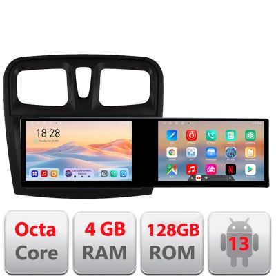 Navigatie Dacia Sandero 2012-2020 var B Edotec 2 ecrane  8 core 4+128 21.6 inch Incell android Wifi 5Ghz gps internet a
