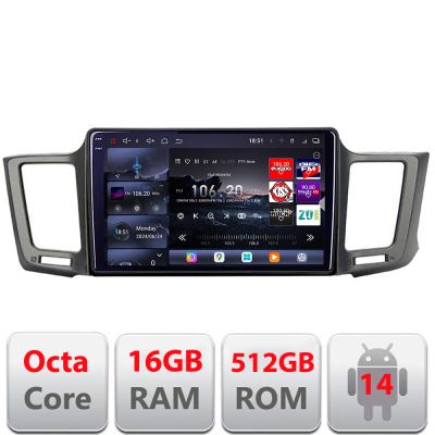Navigatie Toyota RAV4 2013-2018 Edotec Kit-247 8 core QLED 2K 16+512GB 360 Android Waze USB Navigatie Internet Youtube Radio