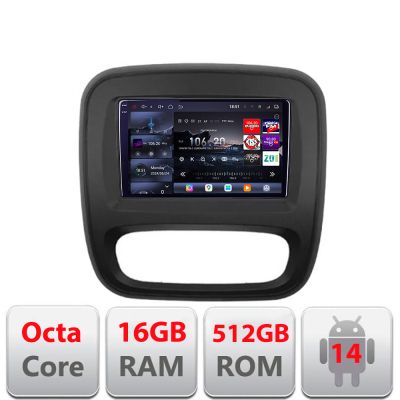 Navigatie Renault Trafic 2014-2017 Edotec Kit-rt09 8 core QLED 2K 16+512GB 360 Android Waze USB Navigatie Internet Youtube Radio v2