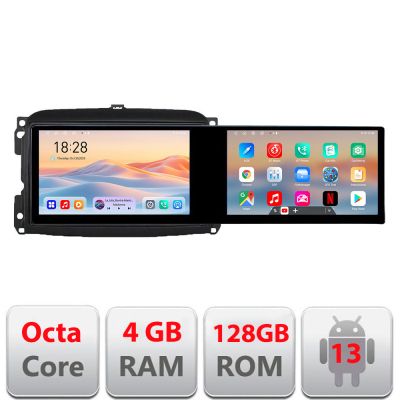 Navigatie Fiat 500 2015-2021 Edotec 2 ecrane  8 core 4+128 21.6 inch Incell android Wifi 5Ghz gps internet