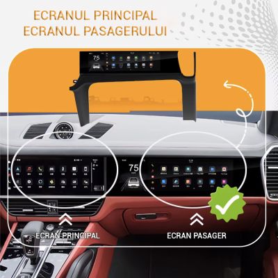 Player multimedia auto Android de 15 inch pentru Porsche Cayenne 2018-2023, sistem de divertisment cu ecran inteligent pentru copilot, monitor de navigație