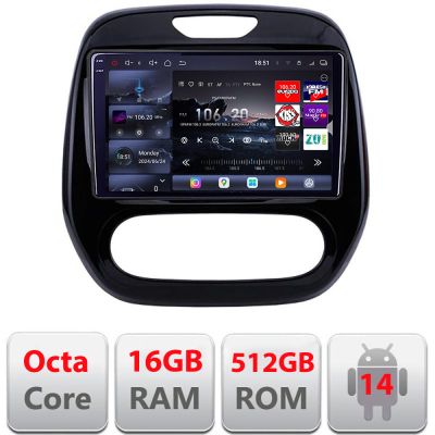 Navigatie Renault Captur 2013-2020 Android radio gps internet 8 core QLED 2K 16+512GB 360 Edotec