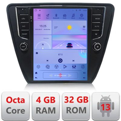 Navigatie Skoda Octavia 3,Qled 9.7" Qled 4+32 360 Android wifi 4G carplay android auto kit-tesla-045+EDT-E420