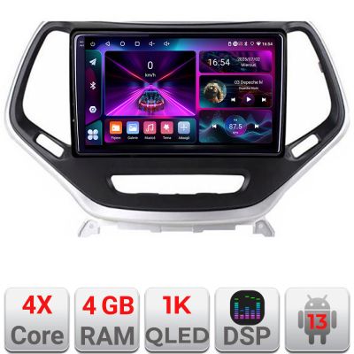 Navigatie Jeep Cherokee 2014-2019 A-248  4+64 InCell Display 1K Android Waze USB Navigatie Internet Youtube Radio