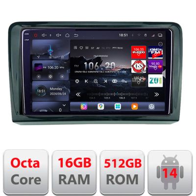 Navigatie VW PQB Edotec Kit-VW 8 core QLED 2K 16+512GB 360 Android Waze USB Navigatie Internet Youtube Radio v2