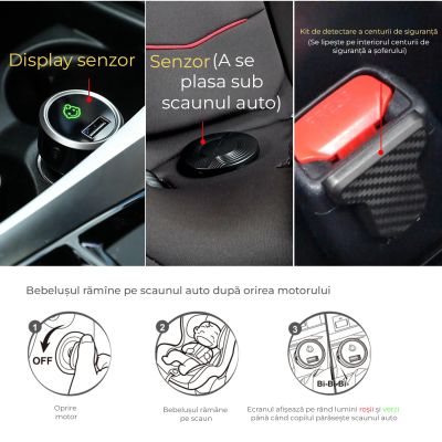 Sistem monitorizare BSA-1U pentru scaun de copil în mașină cu avertizare (inclusiv mașini din grupul VAG)