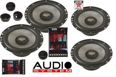 Set 4 Difuzoare componente, Audio System X-165, 4 căi, 165mm, Kickbass, Crossovere plug'n'play, 2x 300 W/220 W, 2 Ohm