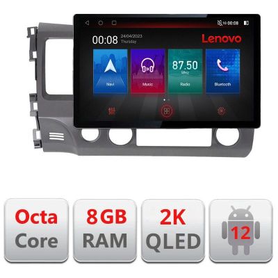 Navigatie Honda Civic Sedan N-044 ecran 13" 2K 8+128 Android Waze USB Navigatie 4G 360 Toslink Youtube Radio KI