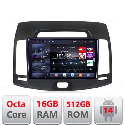 Navigatie Hyundai Elantra 2007-2011 Edotec Kit-2009 8 core QLED 2K 16+512GB 360 Android Waze USB Navigatie Internet Youtube Radio