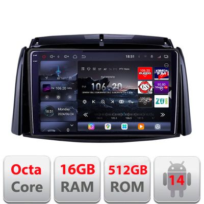 Navigatie Renault Koleos 2009-2016 Edotec Kit-KOLEOS 8 core QLED 2K 16+512GB 360 Android Waze USB Navigatie Internet Youtube Radio