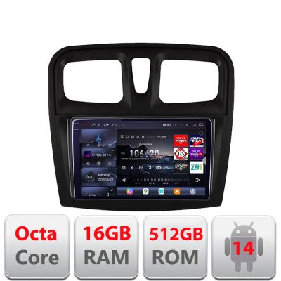 Navigatie Dacia Sandero 2012-2020 var B Android radio gps internet  8 core QLED 2K 16+512GB 360 Edotec