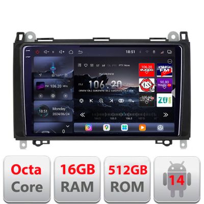 Navigatie Mercedes VW Edotec Kit-068 8 core QLED 2K 16+512GB 360 Android Waze USB Navigatie Internet Youtube Radio