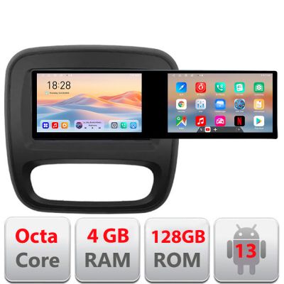 Navigatie Renault Trafic 2014-2017 Kit-rt09 Edotec 2 ecrane  8 core 4+128 21.6 inch Incell android Wifi 5Ghz gps internet  Q