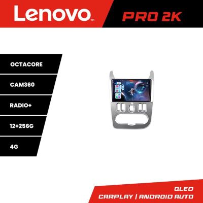 Navigatie Dacia Duster 2010-2012 Lenovo Kit-099 8 core QLED 2K 12+256 360 Android Waze USB Navigatie Internet Youtube Radio