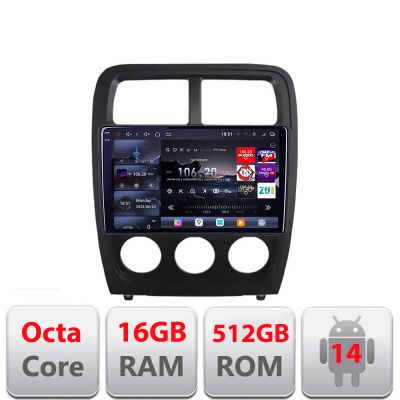 Navigatie Dodge Caliber 2010-2012 Edotec Kit-CALIBER 8 core QLED 2K 16+512GB 360 Android Waze USB Navigatie Internet Youtube Radio