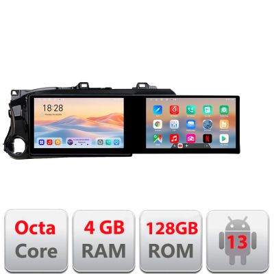 Navigatie TOYOTA Hilux 2016- Kit-TY59 Edotec 2 ecrane  8 core 4+128 21.6 inch Incell android Wifi 5Ghz gps internet  Co