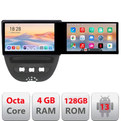 Navigatie Citroen C1 Peugeot 107 Toyota Aygo 2005-2014 Edotec 2 ecrane  8 core 4+128 21.6 inch Incell android Wifi 5Ghz gps internet  KIT-C1 v1