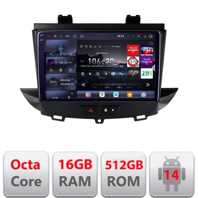 Navigatie Opel Grandland X Crossland X 2016-2020 Qled 2K Octa Core 16+512 LTE 4G DSP Wifi 5Ghz android auto carplay radio gps internet Kit-+EDT-E809-2K