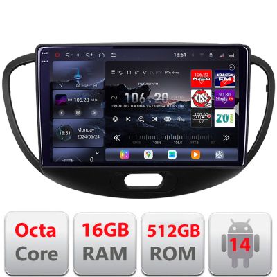 Navigatie Hyundai I10 2007-2013 Android radio gps internet 8 core QLED 2K 16+512GB 360 Edotec
