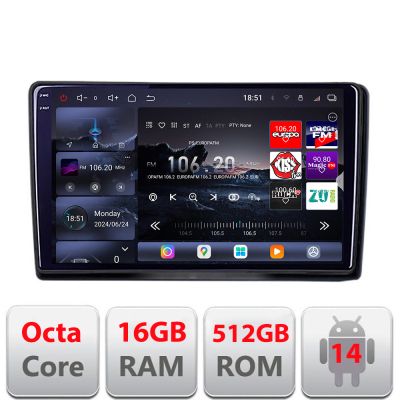 Navigatie Nissan Navara 2006-2014 Edotec Kit-NAVARA 8 core QLED 2K 16+512GB 360 Android Waze USB Navigatie Internet Youtube Radio