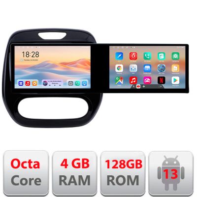 Navigatie Renault Captur 2013-2020 Edotec 2 ecrane  8 core 4+128 21.6 inch Incell android Wifi 5Ghz gps internet  KIT-captur-v2