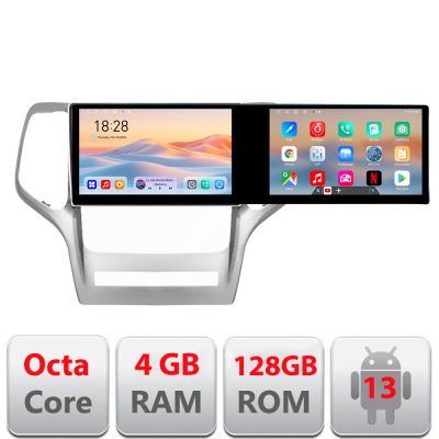 Navigatie Jeep Gran Cherokee 2011-2013 Kit-grche Edotec 2 ecrane  8 core 4+128 21.6 inch Incell android Wifi 5Ghz gps internet 32